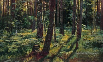Bosquet œuvres - fougères dans la forêt siverskaya 1883 paysage classique Ivan Ivanovitch arbres